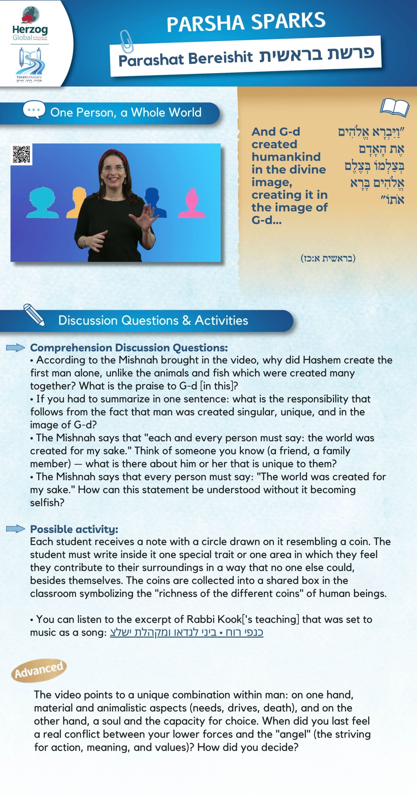 Parshat Bereishit Parsha Sparks Teachers Guide
